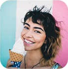 the girl  is eating ice cream
